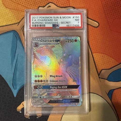 2017 POKEMON SUN & MOON BURNING SHADOWS 150/147 FULL ART/CHARIZARD GX PSA 7