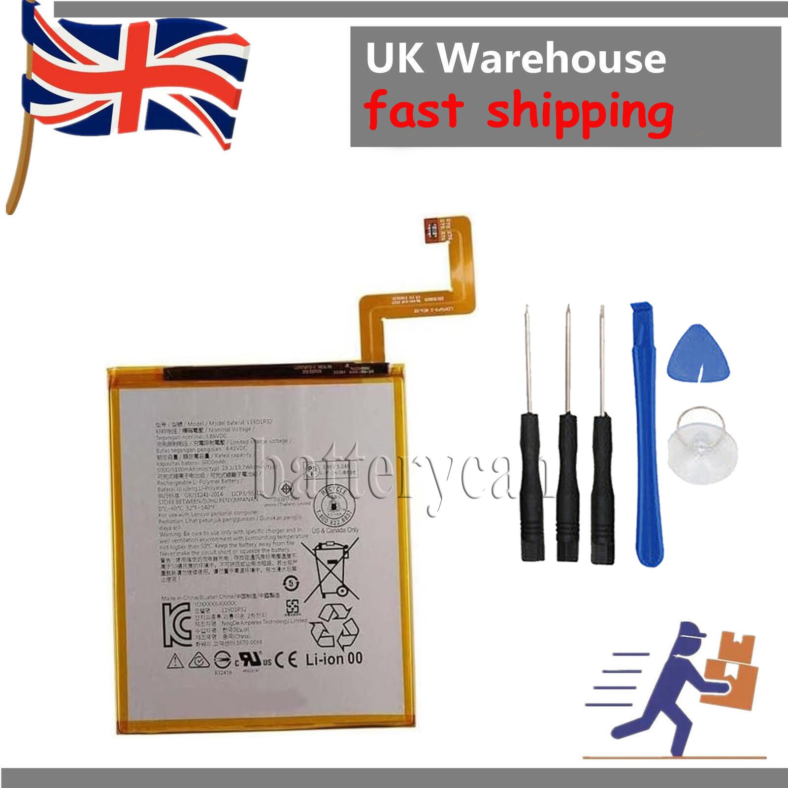For Lenovo Tab M10 ， M10 PLUS， HD 2nd Gen (TB-X306F) L19D1P32 battery