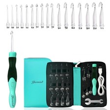 Lighted Crochet Hooks Set 2.5mm14.0mm 17 Sizes Light Up Hooks With Case