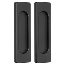 2Pcs Self-Stick Sliding Door Pulls 4 Inch Rectangle Flush Pull Black