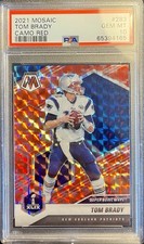 2021 Panini Mosaic TOM BRADY Camo Red PRIZM #283 SB MVPs Insert PSA 10 GEM MINT