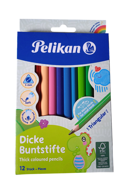 Pelikan Buntstifte Dick 12 Farben 12 StüCk Malstifte Farbstifte Dreieckig-image