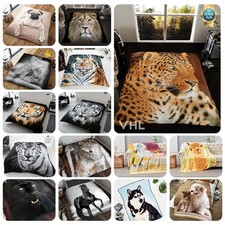 3D Animal Throws Luxury Cosy Warm Large Fleece Blanket Sofa Bed Double King Size