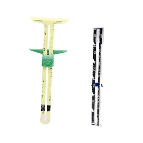 Sewing Gauge Measuring Tool Set 5-in-1 T-Shaped Sliding Gauge Ruler Fabric