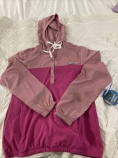 Columbia PFG Windbreaker Hoodie Womens S Pink 1/2 Snap Jacket Long Sleeve NWT
