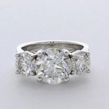 3-Stone Engagement Ring Classic 14K Gold 5.68 CT Round Lab-Grown Diamond G SI1