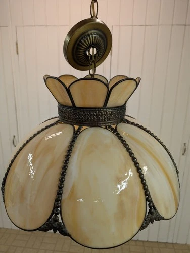 Vintage Tiffany Style Glass Hanging Ceiling Light Fixture