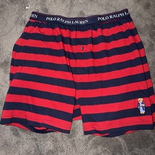 Polo Ralph Lauren Men  s Coffee Polo Bear Soft Boxer Short Striped Underwear NWT