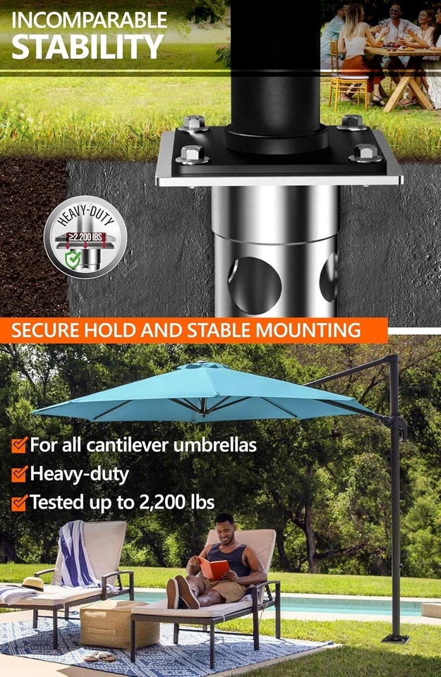 Base de paraguas en tierra, acero inoxidable - Soporte para paraguas en tierra, Q de por vida Foto 3 de 4