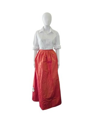 Vintage Y2K David Meister Silk Iridescent Orange Maxi Skirt Size 12