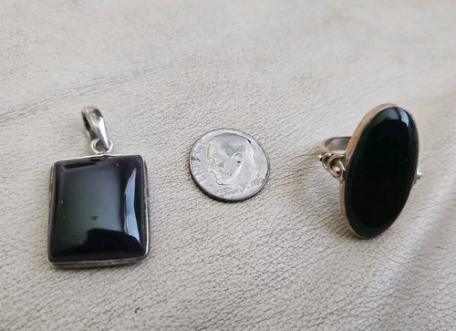 Sterling Onyx Pendant & Ring