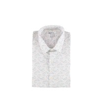 bar III Mens Boomerang Button Down Dress Shirt, whitepink, 17-17.5 Neck