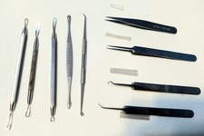 Professional Cosmetic Tweezers Lot One  Other Facial Tools 9 Piece Stainless
