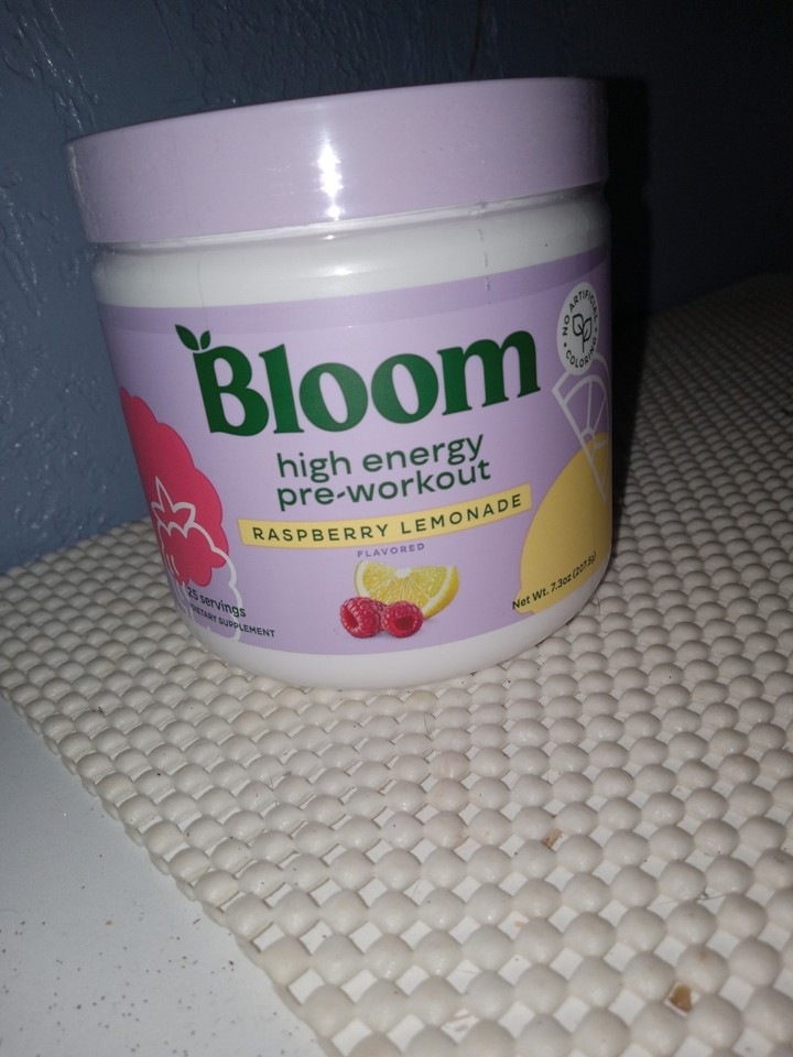 New! Bloom Nutrition High Energy Pre-Workout, Raspberry Lemonade, 25 ...