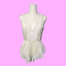 Vintage Tosca Lace Lingerie Teddy Romper 70s 80s USA Size Large