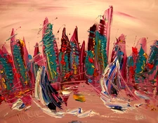 MANHATTAN    MODERN PAINTING  IMPRESSIONIST CANVAS ORIGINAL ECWEC