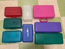 Lot 8 Vtg 90's Spacemaker Pencil Box Newell Office Multicolored Handle Organize