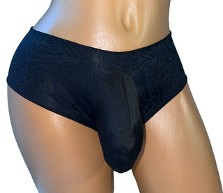 BLACK ANIMAL PRINT HIPSTER CHEEKY SISSY POUCH PANTIES XDRESS MEN TRANS 28 40 S