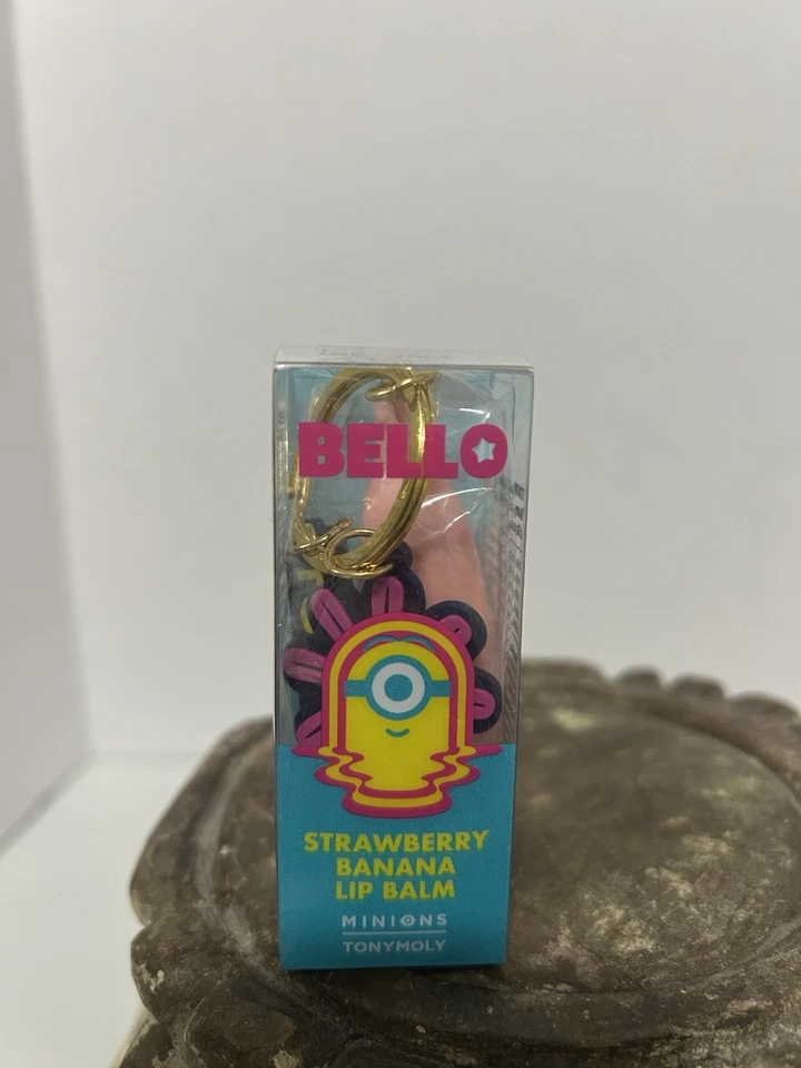 TONYMOLY MINIONS Fresa Plátano Bálsamo Labial Llavero y Espejo Edición Limitada CONJUNTO Foto 2 de 3