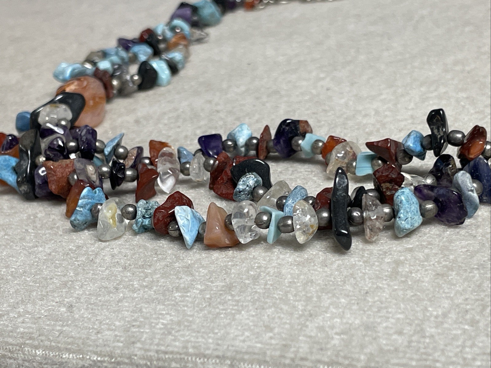 Native American Multi Gemstone Beaded Necklace 6 … - image 8