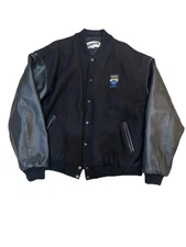 Vintage 90s Third Watch Season 6 Leather & Wool Crew Jacket XL Made In USA