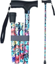 Walking Cane Printed Folding Cane, Adjustable Walking Cane for Women, Foldable C