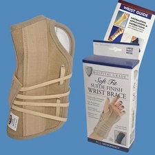 FLA Orthopedics Soft Fit Wrist Brace Right Hand Beige Suede Finish Multiple Fit