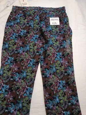 NWT Gloria Vanderbilt Amanda SLIMMING Jeans Dark FLORAL 16S C1277