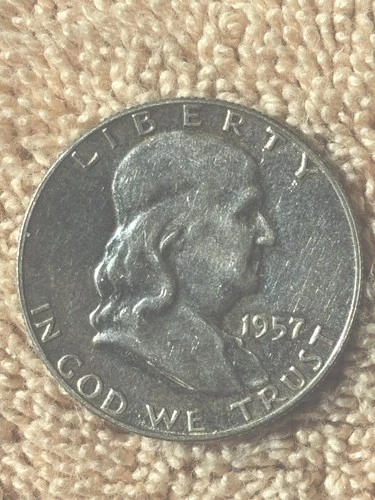 Franklin Half Dollar 1957 50C 90% Silver Circulated Uncertified (84)