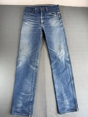 Wrangler 13MWZ Jeans Mens 30x34 Med Wash Blue Regular Bootcut Distressed Denim - Image 1 of 4