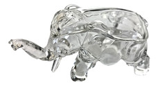 Vintage Elephant Figurine, Lidded Co-Operative Flint Clear Glass 1930s Jar