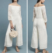 Farm Rio Elliott Butterfly Romper Jumpsuit One Piece Small Festival Bohemian WHT