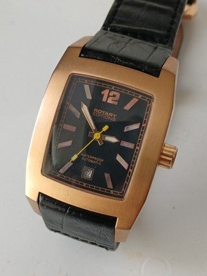 Rotary Editions Waterproof Automatic Rose Gold Tone Case Watch Excellent Cond