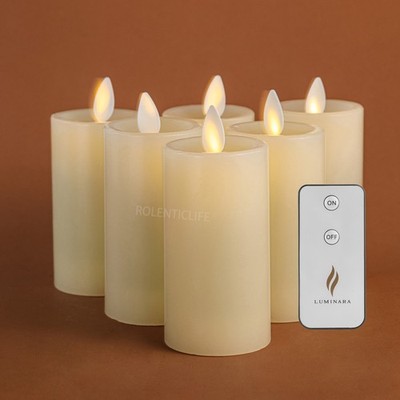 Luminara Flameless Pillar Wax Candles w/Remote, Timer, Realistic Flickering 6pc