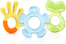 Nuby 3-Step Teething Set - Set of 3 Baby Teethers | Textured Surfaces | Refri...