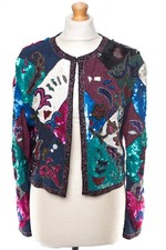 SPECTACULAR SEQUINED JACKET HAND EMBROIDED L XL L/XL LARGE EXTRA LARGE MINT