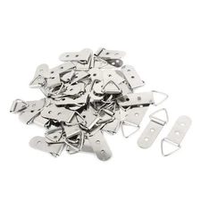 50 x Triangle Double Hole D-Ring Picture Frame Hangers Hanger Silver Tone