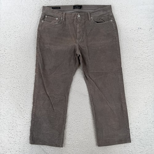 Lucky Brand, Lucky Brand 363 Vintage Straight Pants Mens 38x27 Gray Corduroy Regular Fit