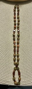 Vintage Unakite Semi Precious Stone Necklace (sterling silver clasp)