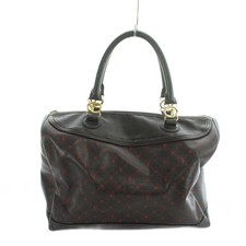 Borsa Trussardi Mini Boston in pelle con logo monogramma marrone usata