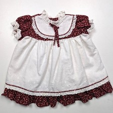 Vintage Peaches N Cream Dress Baby Girls Size 12m Calico Floral Prairie