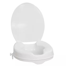 Raised Toilet Seat with Lid, White, 2 In.