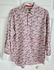 Luchiano Visconti Roma Art Print Patterned 2 Ply Mercerized Cotton Shirt Sz M