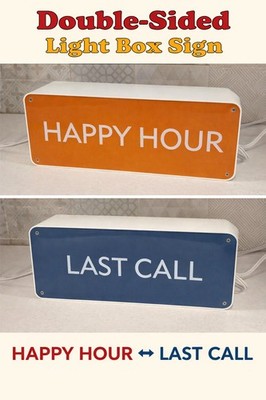 Newplace 2 Sided Happy Hour Last Call Light Box Sign Bar Decor 12'' Tested Vtg