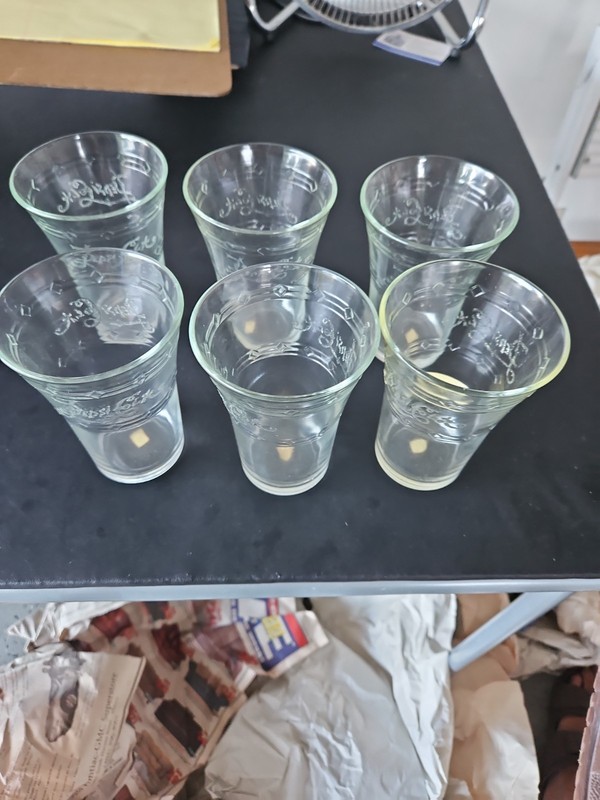 Pepsi Cola Set of 6 Vintage Etched 4.75" Soda Fountain Drinking Glasses
