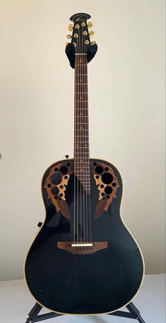 Electric Acoustic Guitar Ovation Elite 1718 Black Made in USA with Hard Case