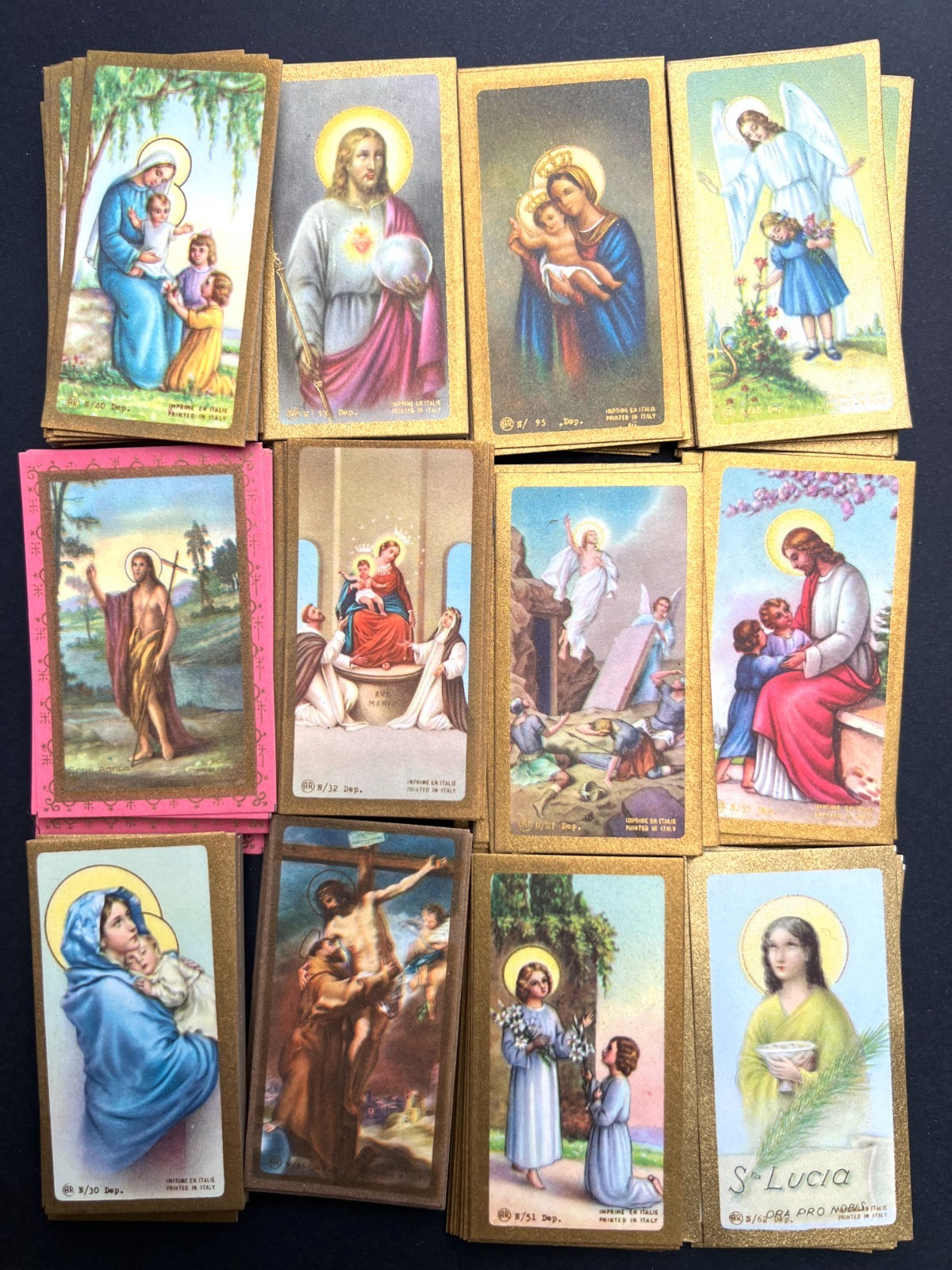 100 Mixed Vintage Catholic Prayer Cards - mix of 14 designs - Mint Condition