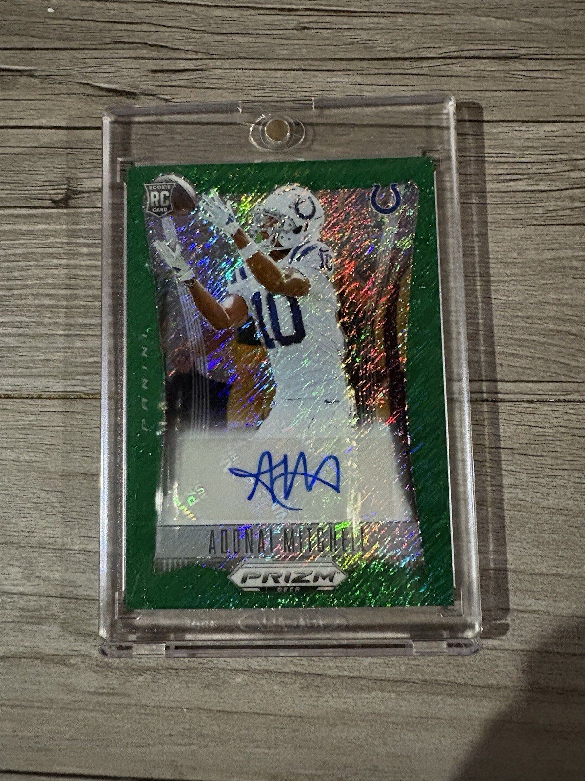 2024 Panini Prizm Deca Adonai Mitchell FOTL Green Shimmer Rookie Auto #25/25