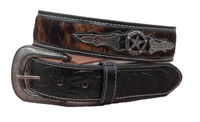 Men's Natural Hairy Leather Western Belt | Brown Cowboy Belt for Texas Men | ...