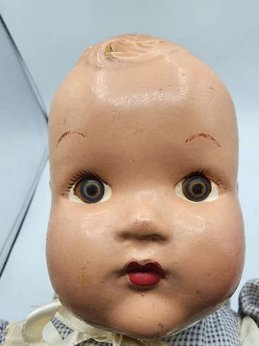 Old Antique Composition Doll With Outfit 18" Cloth Body Plastic Eyes Baby Dolly - Picture 10 of 10